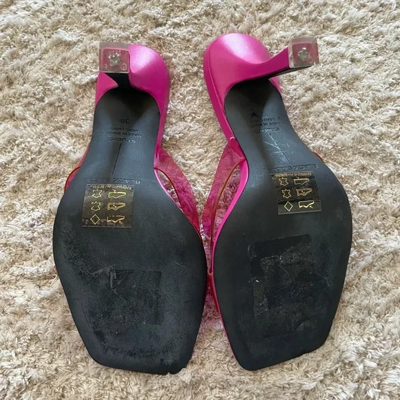 Black Suede Studio Pink PVC Heel - Picture 6 of 6